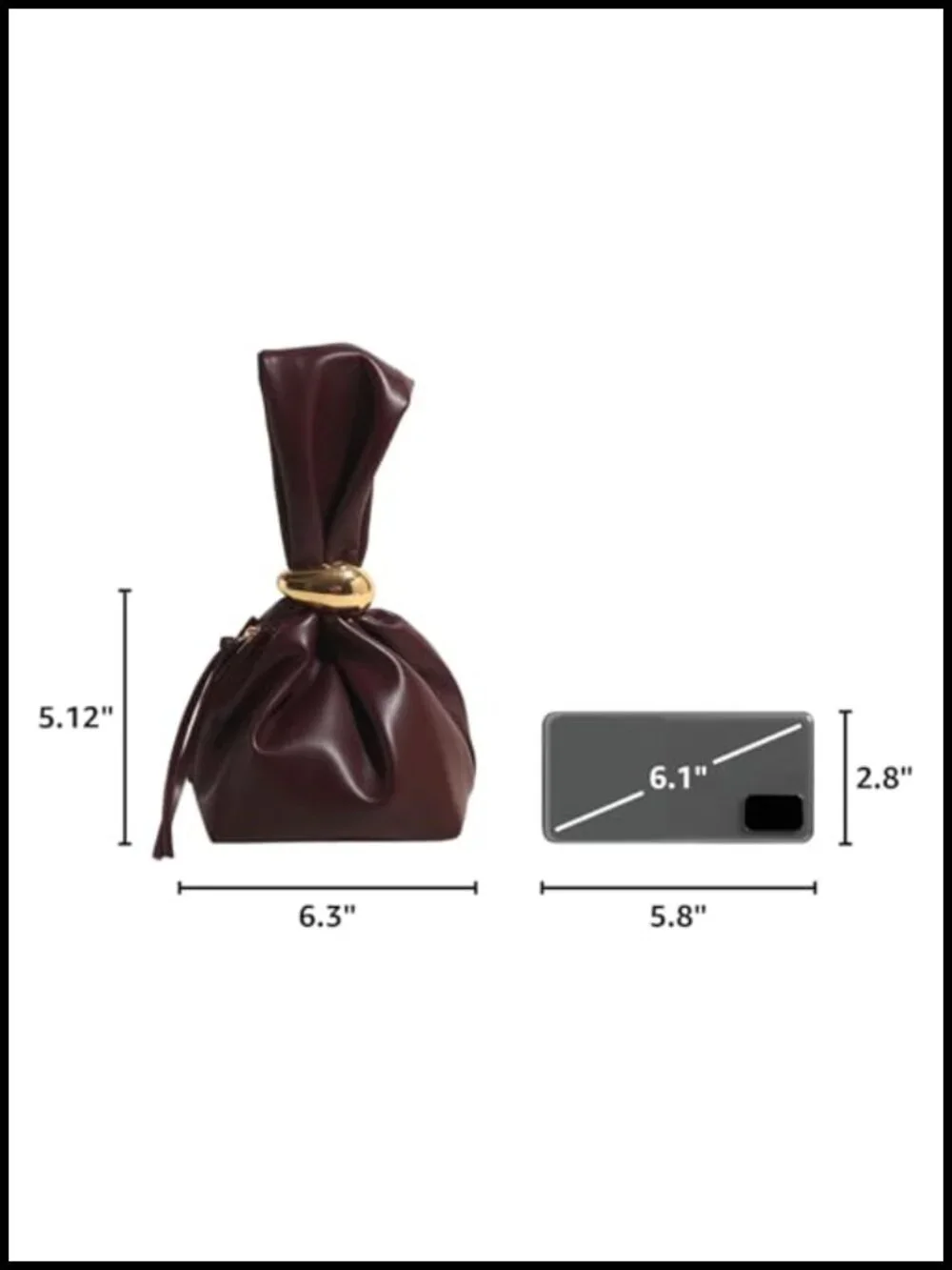 Vegan Leather Knot Clutch Wristlet Purse Mini Handbag Tote